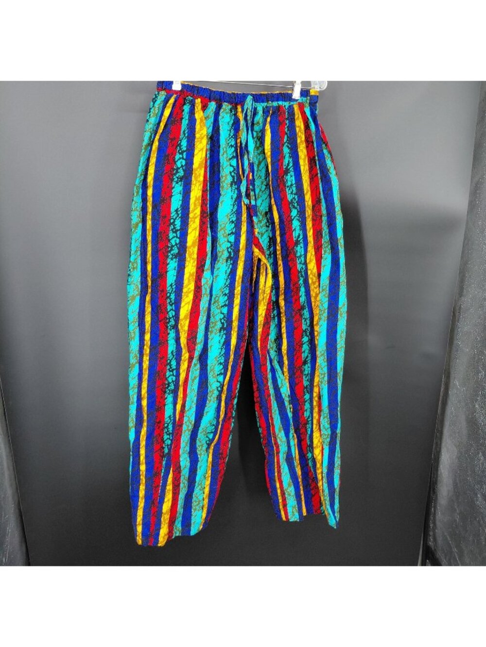 Wide Leg Pants Womens Medium Multicolor Harem Elastic Waist Boho Festival Dance